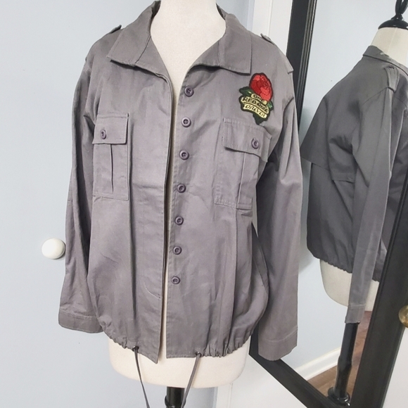 NWT KORI AMERICA ONE RED ROSE MILITARY STYLE JACKET 100% COTTON - Picture 1 of 8